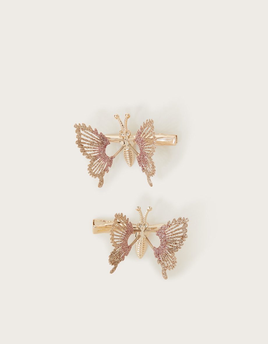 2-pack spring glitter butterfly clips