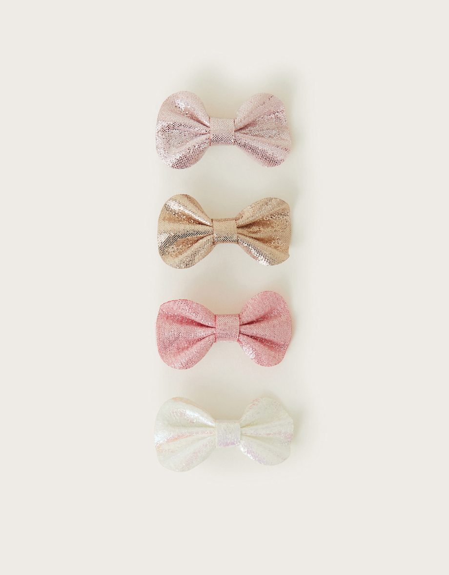 4-pack metallic bow hair clips