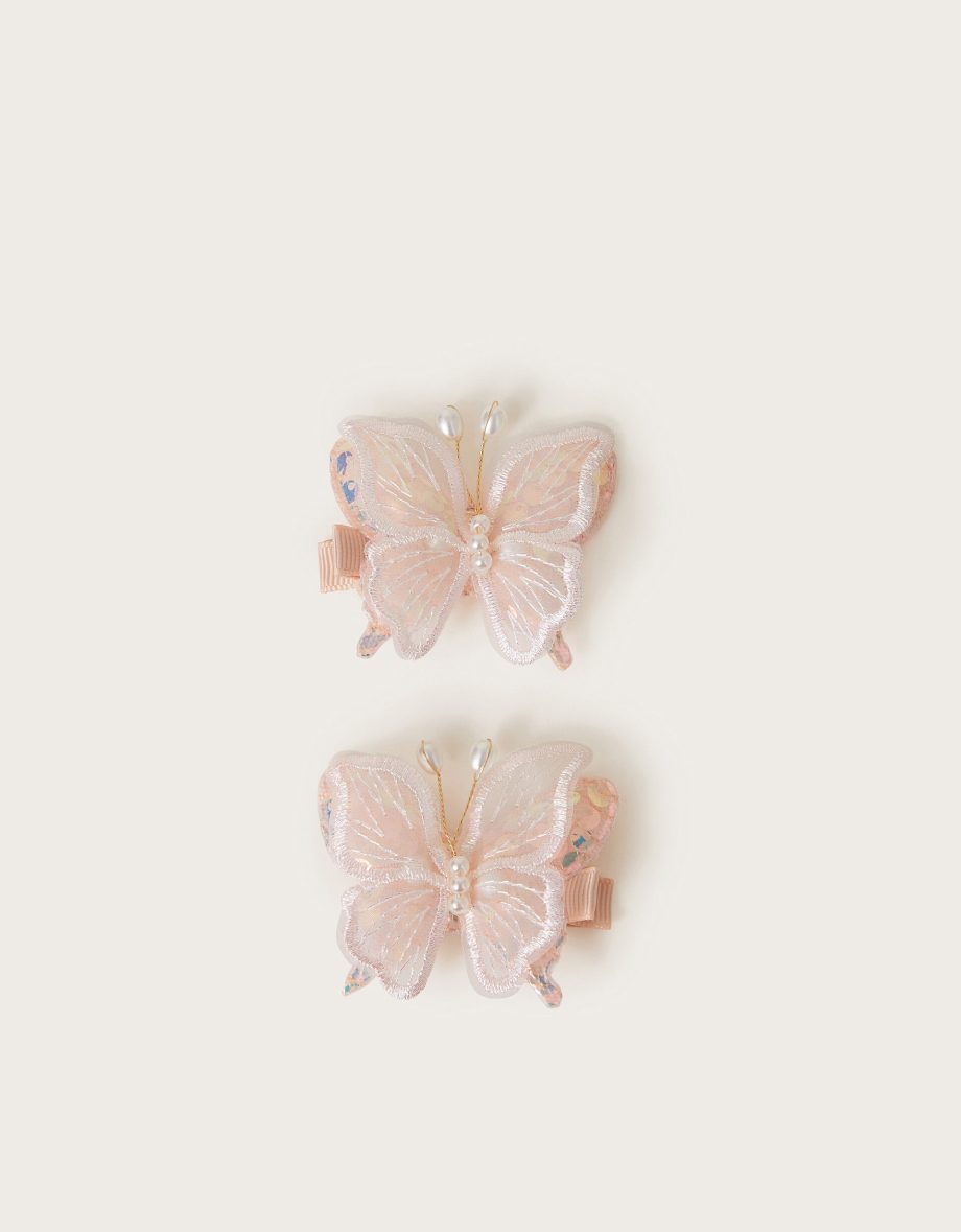 2-pack lacy butterfly hair clips