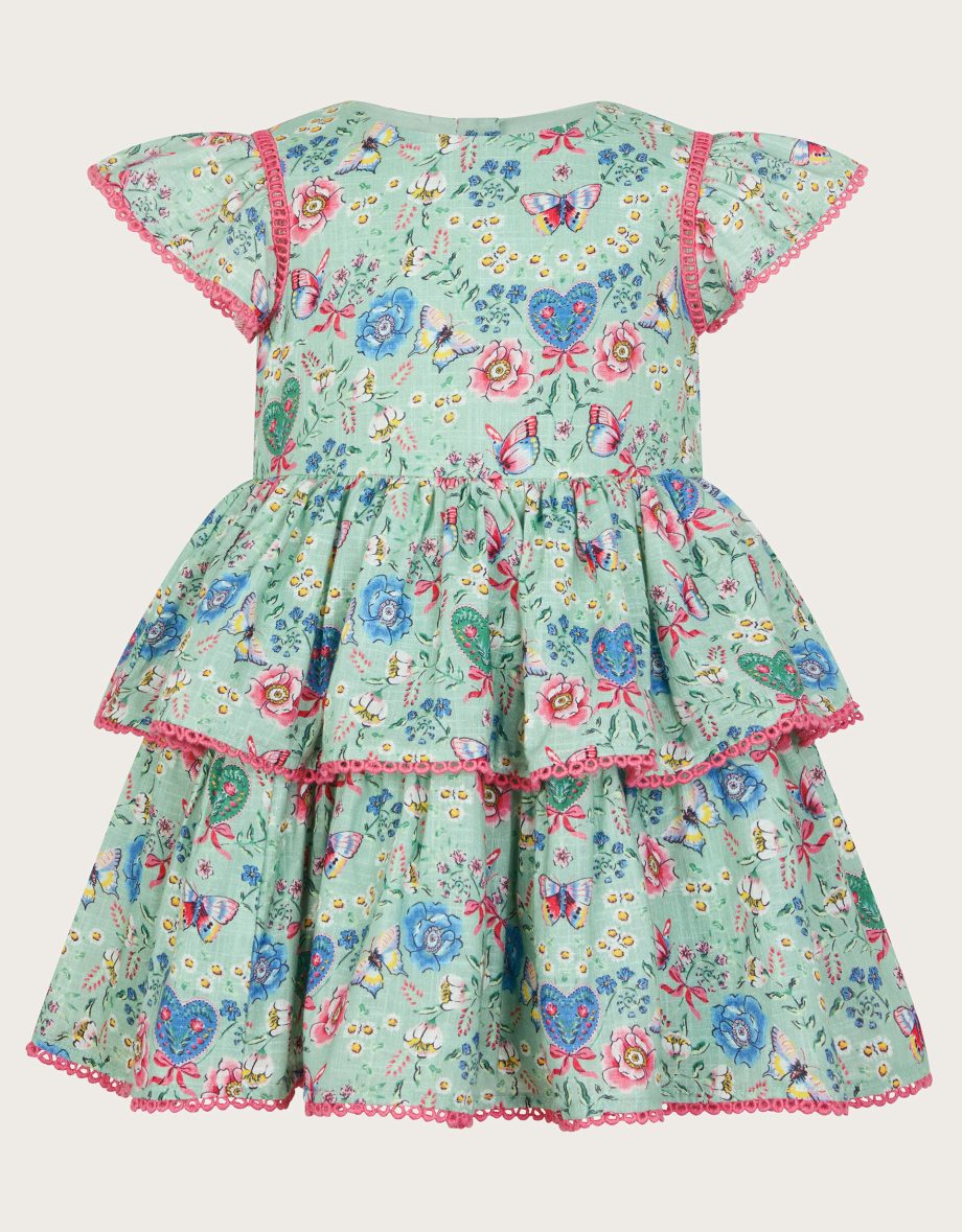 Baby all-over butterfly print dress green