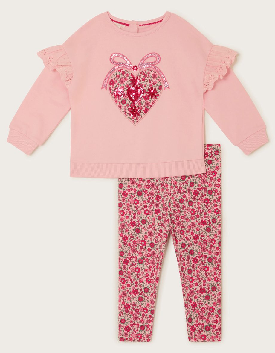 Baby Heart Leggings and Jumper Set Pink