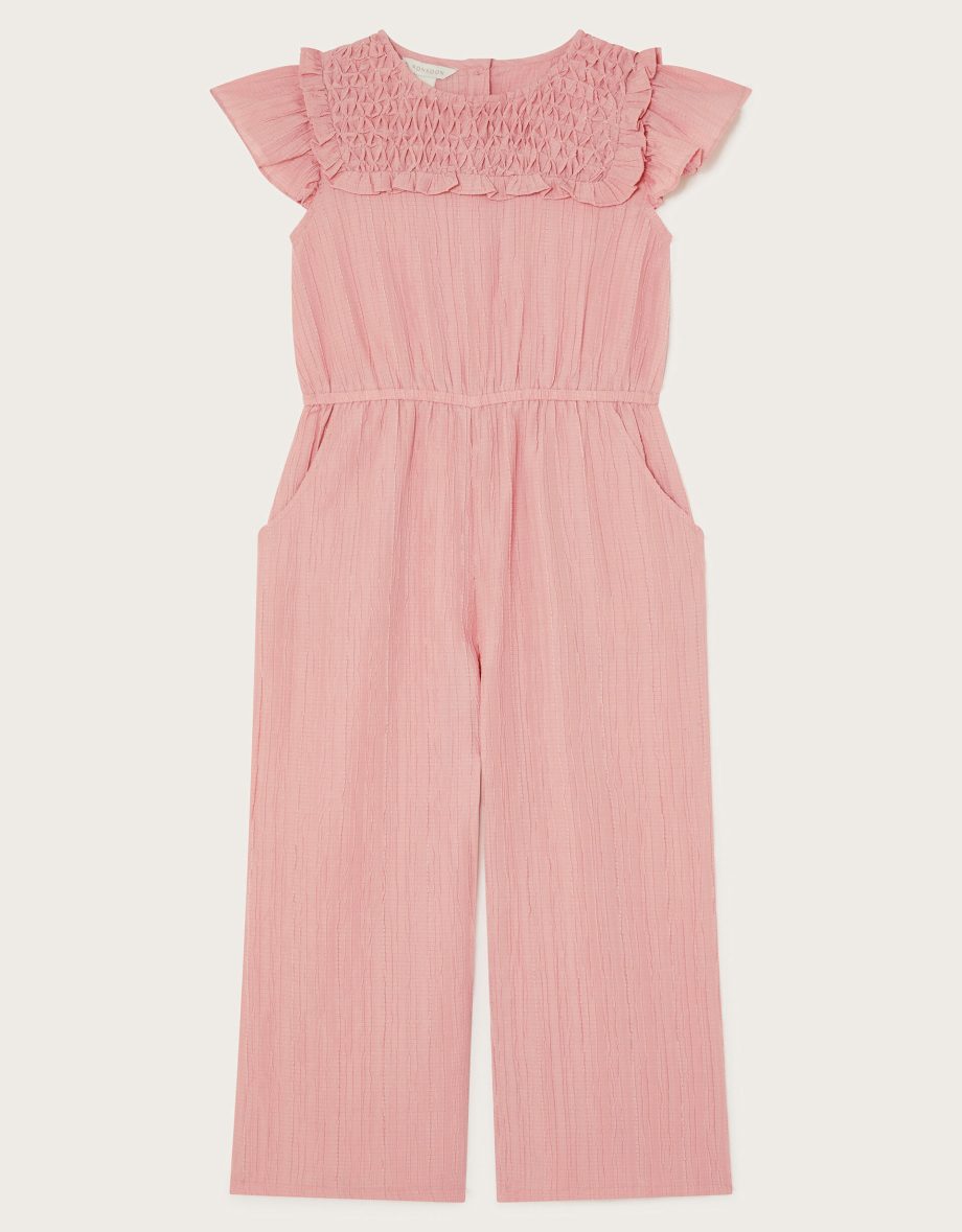 Smock textured jumpsuit pink