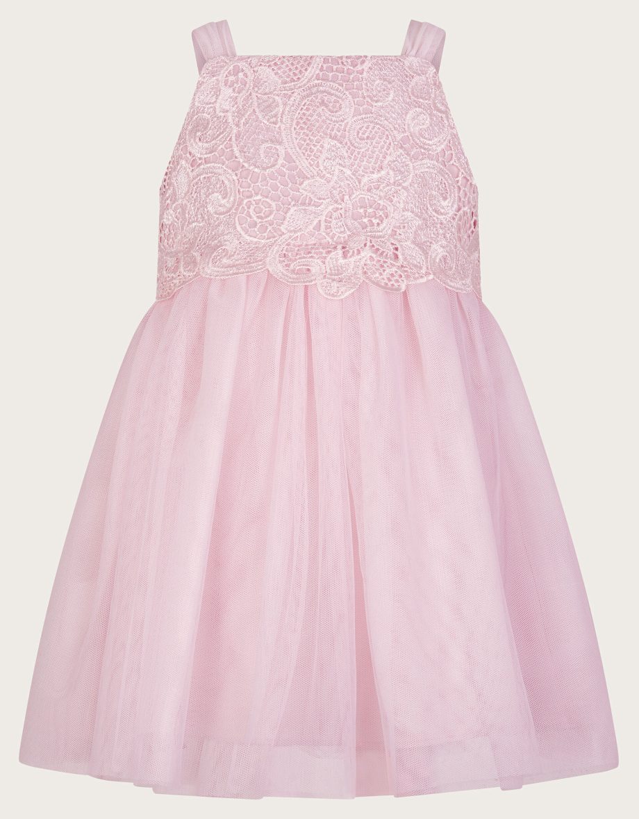 Baby anna long sleeve lacy dress pink