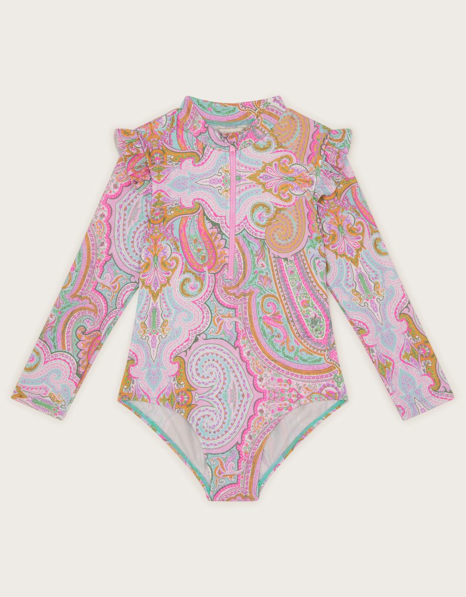 Paisley UPF 50+ Long Sleeve Swimsuit Blue