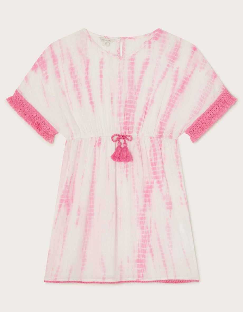 Tie dye metallic kaftan pink