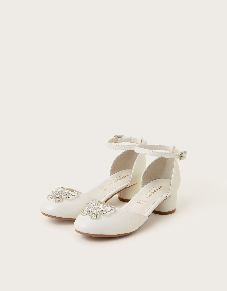 Gemstone butterfly two-part heels ivory