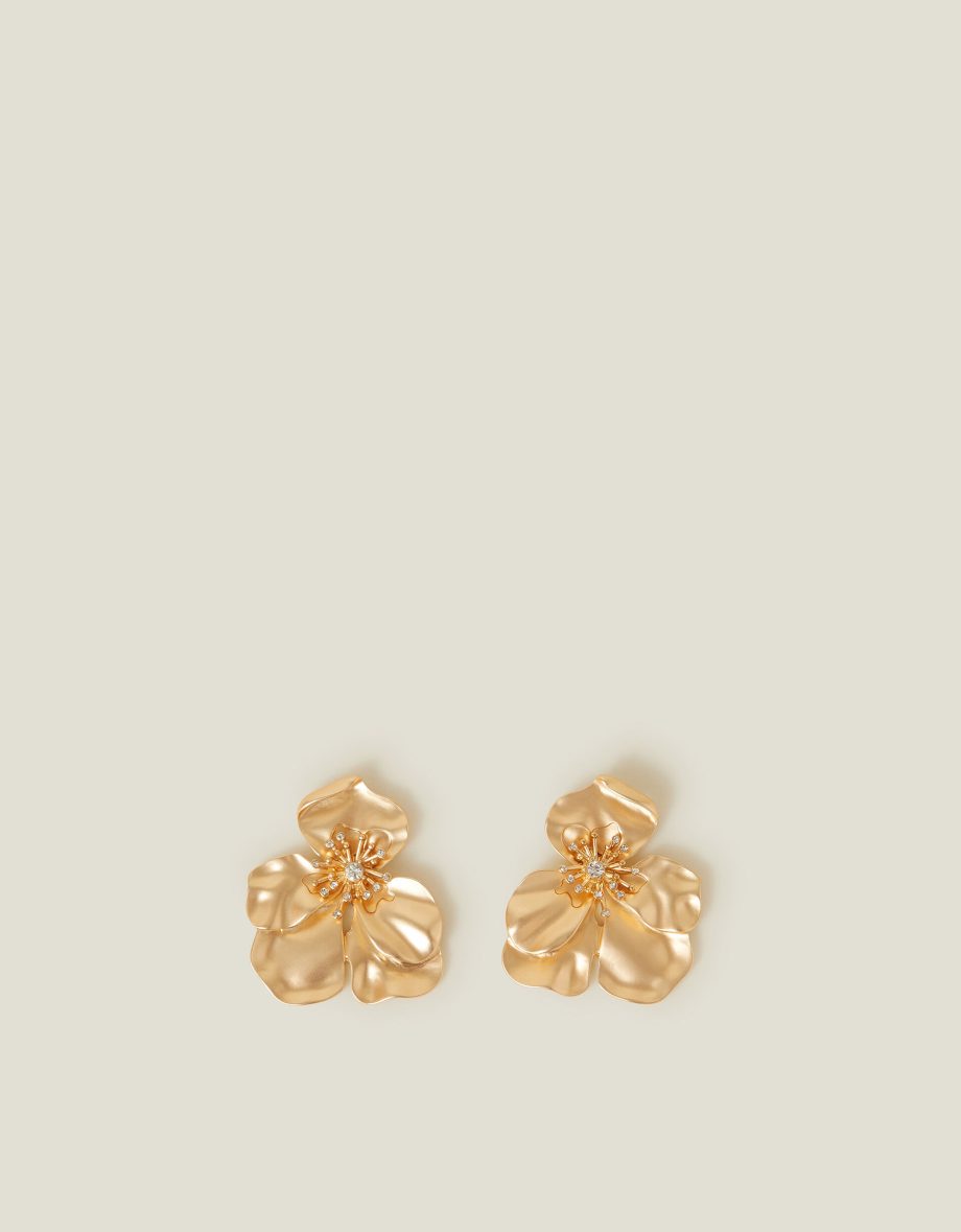 Statement Diamante Flower Stud Earrings