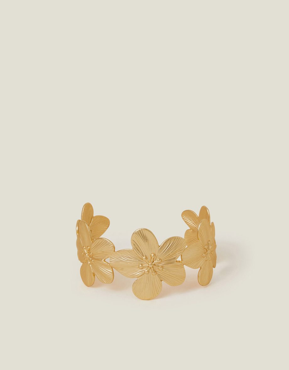 Flower Cuff Bracelet Gold