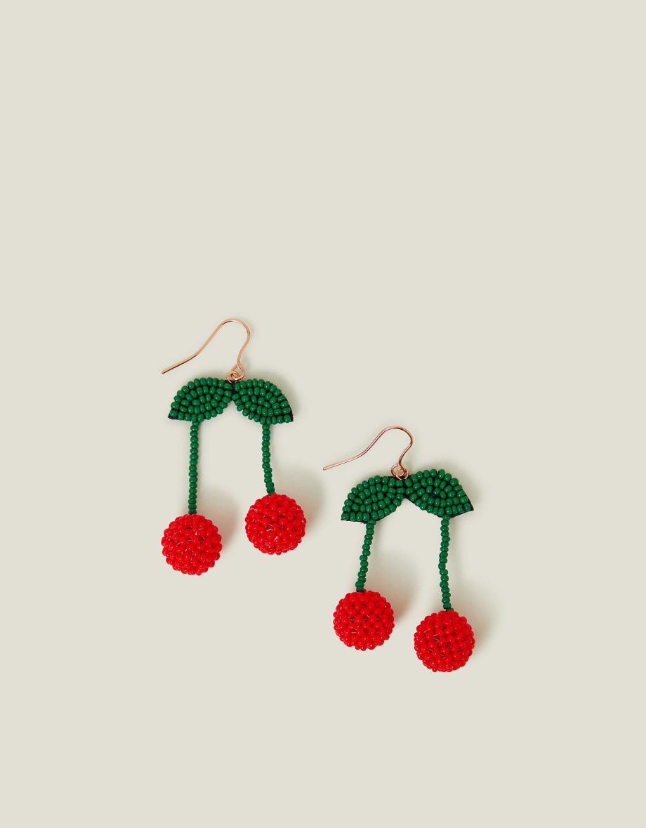 Cherry Beaded Drop Earrings