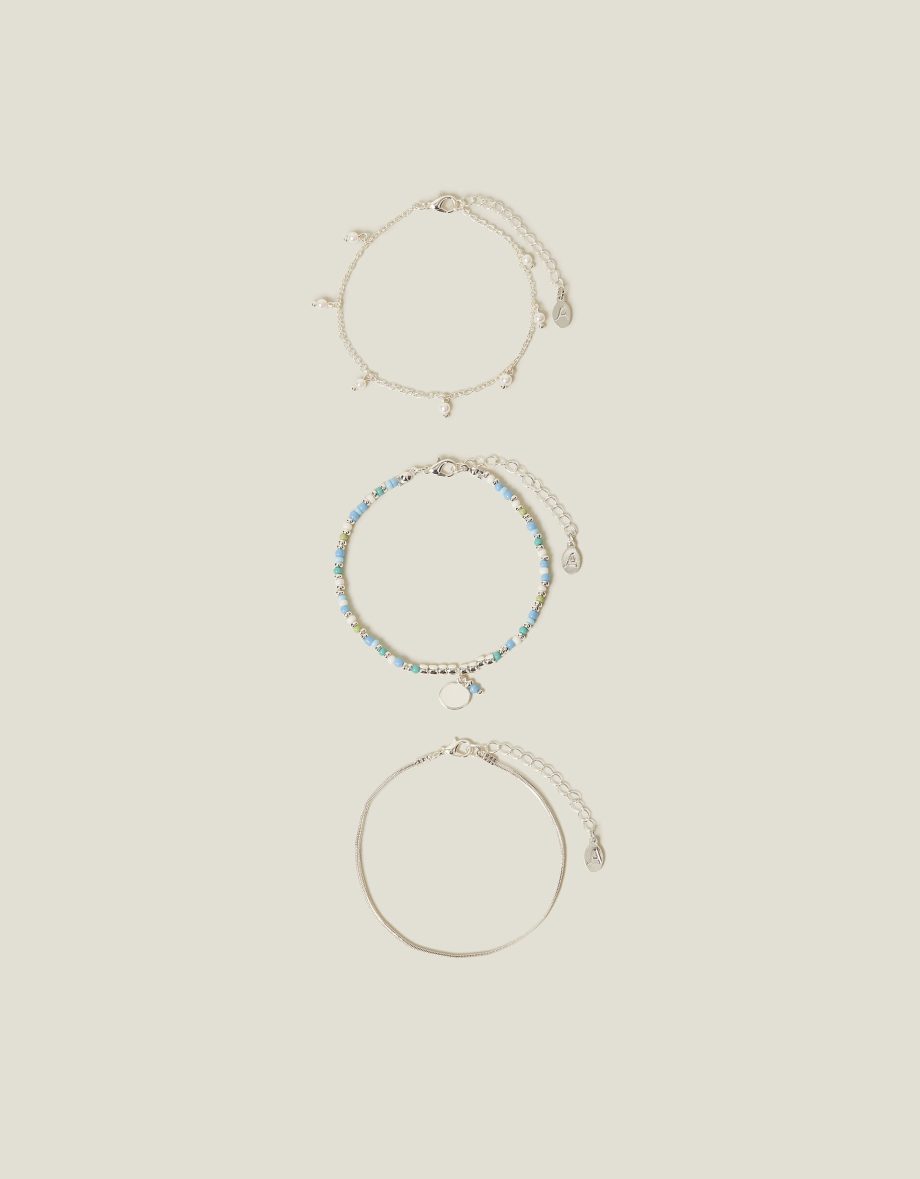 3-PACK MIX BEAD ANKLETS