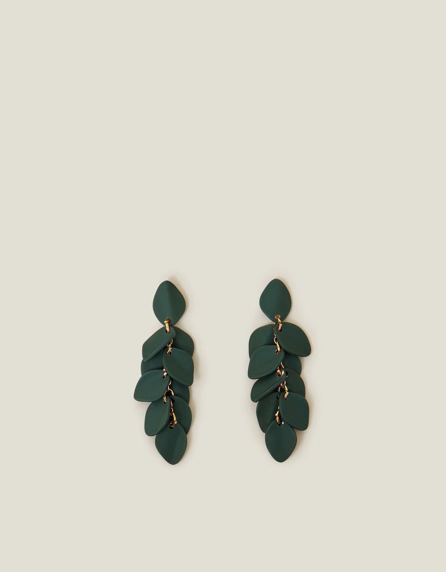 ENAMEL WILLOW LEAF DROP EARRINGS