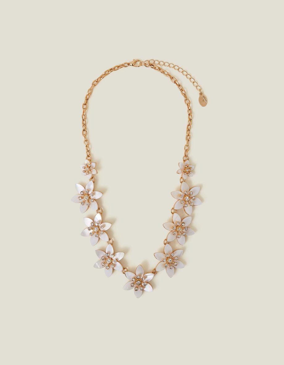 Mother of Pearl Flower Collar Necklace