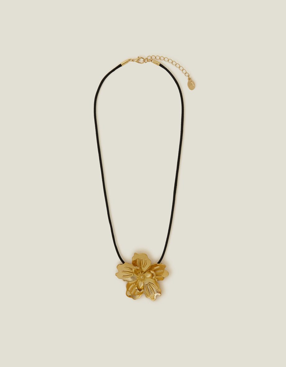 STATEMENT FLOWER CORD NECKLACE