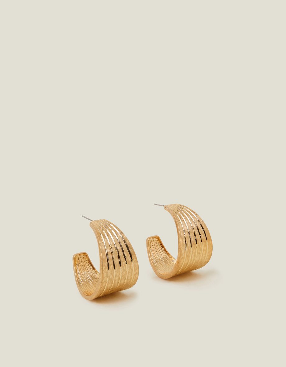 TEXTURED RIDGE HOOP EARRINGS