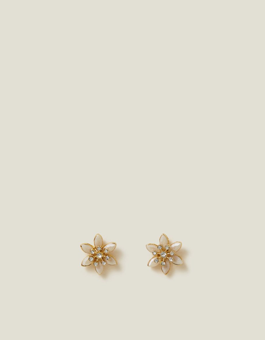 DIAMANTE FLOWER STUD EARRINGS