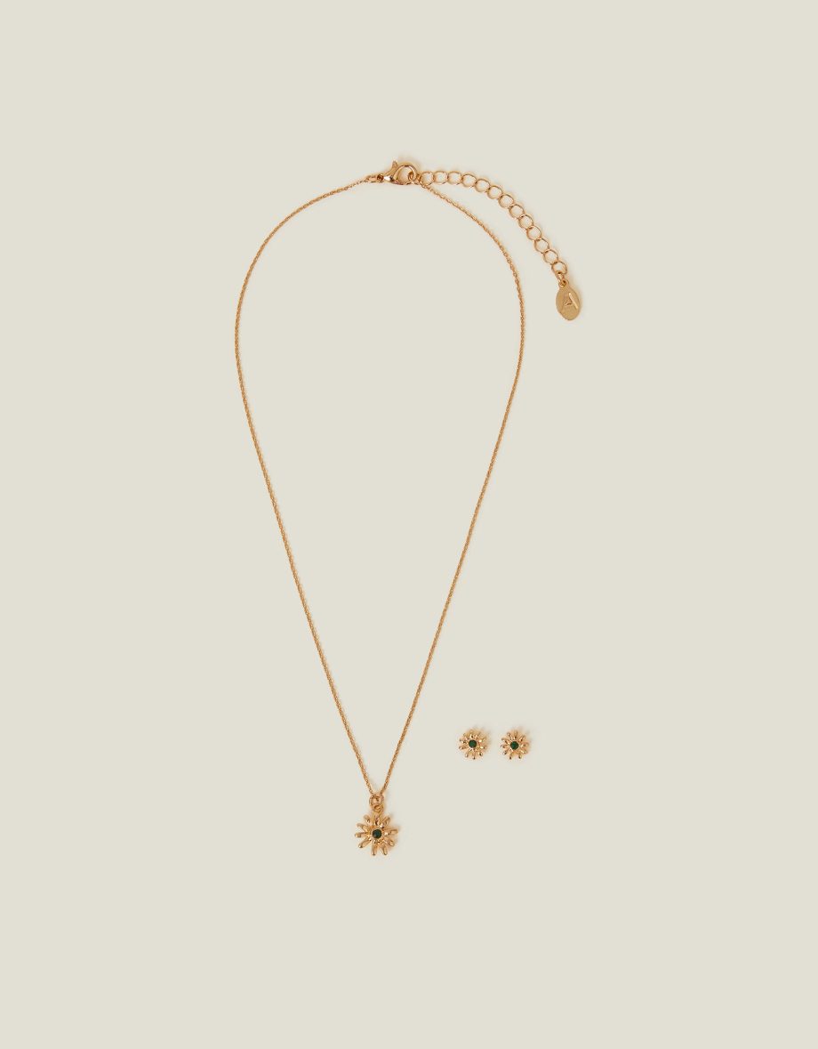 DAISY STUD EARRINGS AND NECKLACE SET