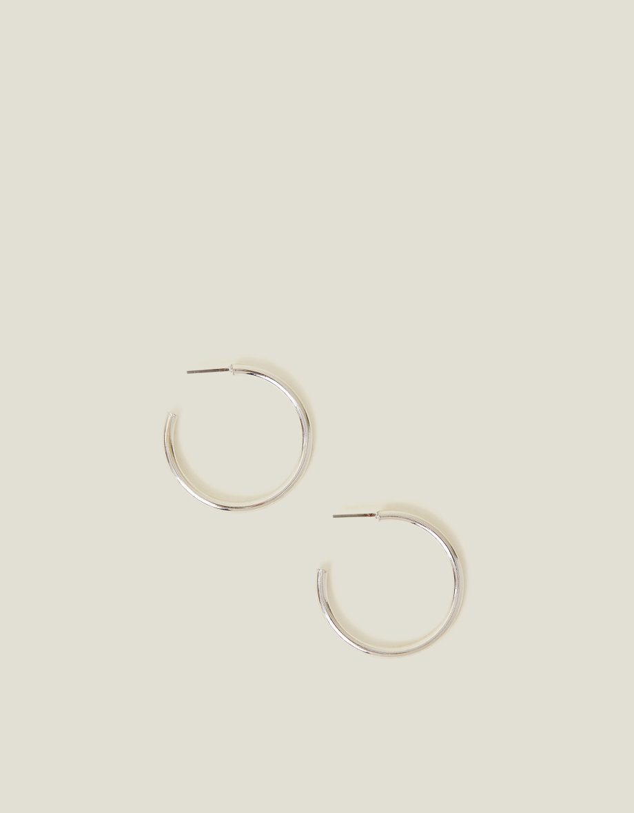 MEDIUM TUBE HOOP EARRINGS SILVER