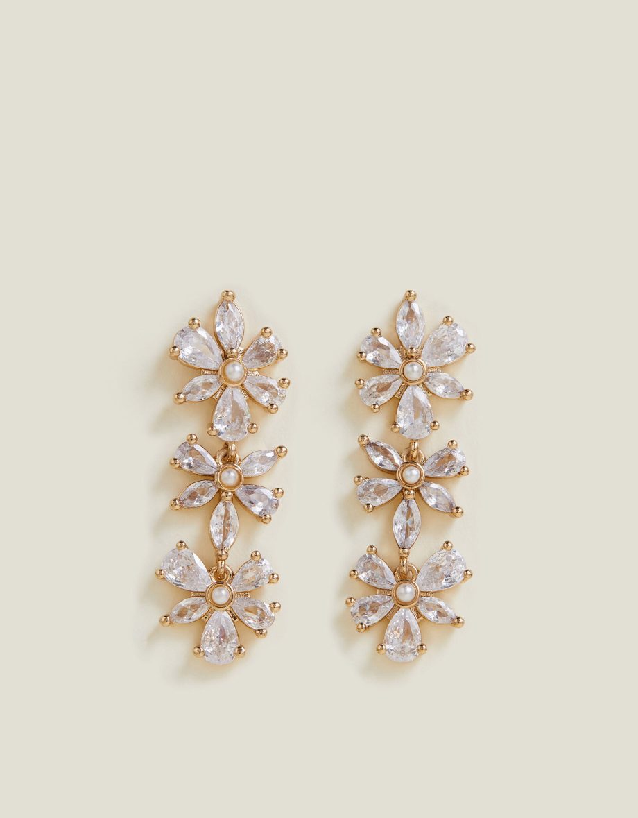 Crystal Flower Drop Earrings