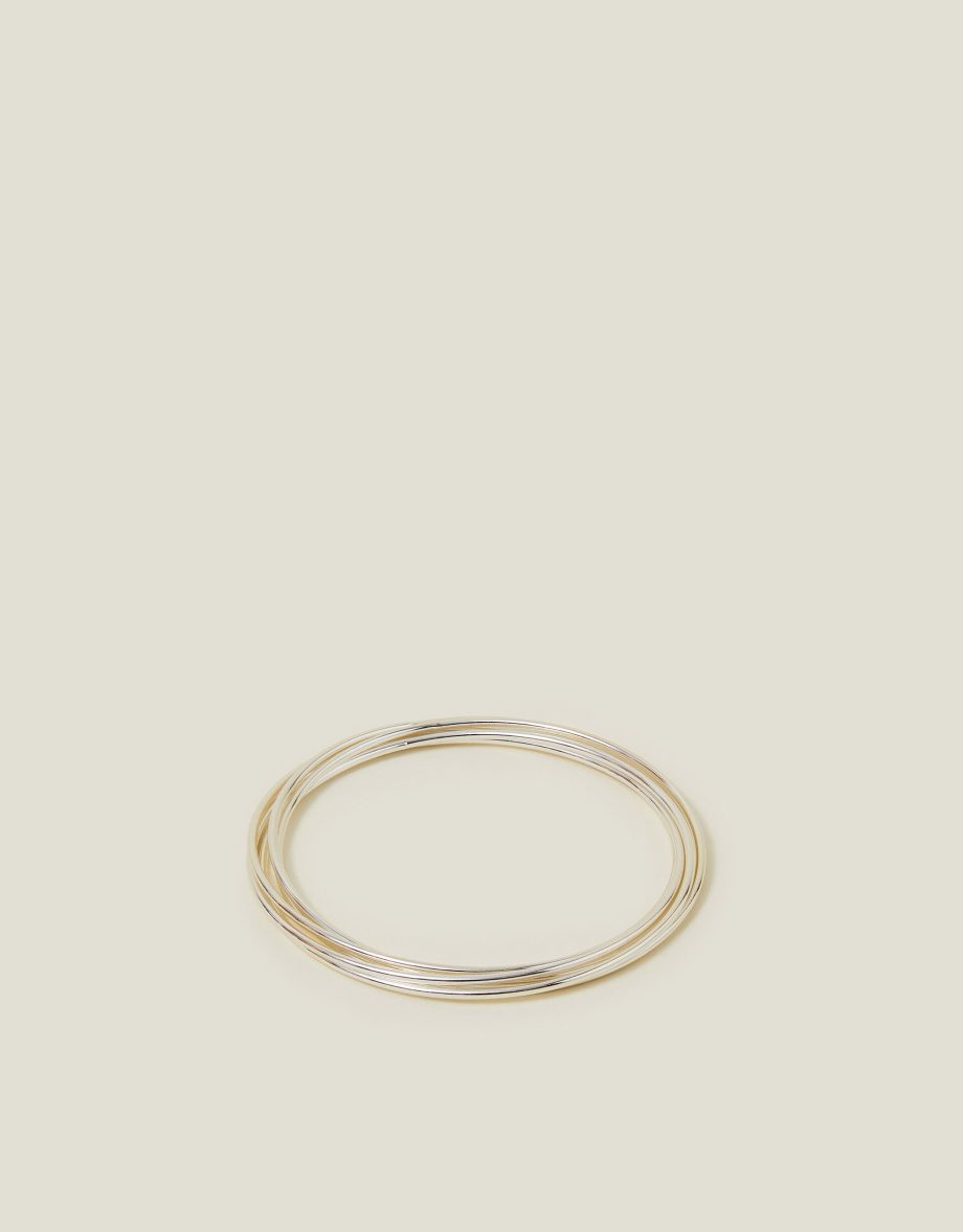 Sterling Silver-Plated Layered Bangle