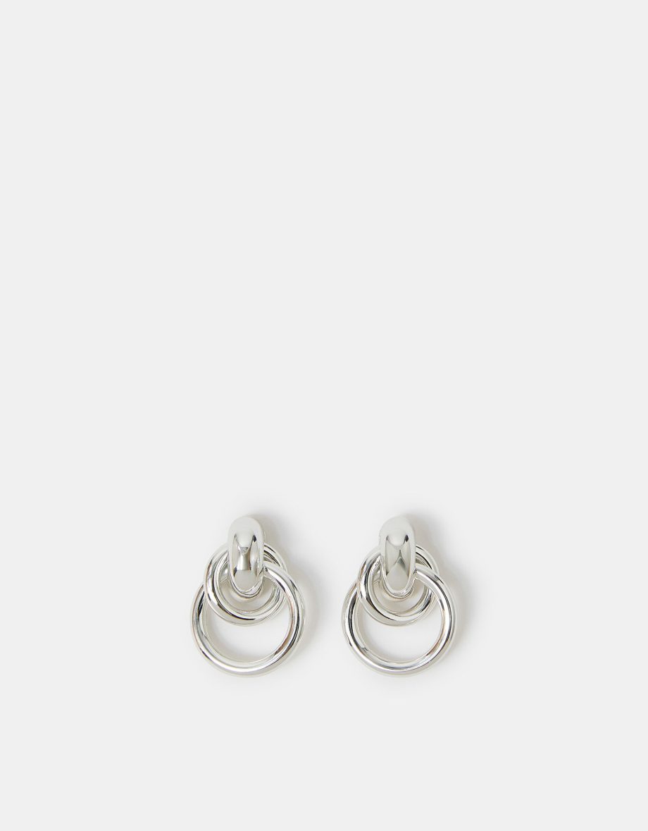 STERLING SILVER-PLATED ROUND LINK HOOP EARRINGS