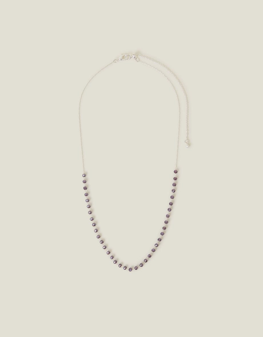 STERLING SILVER-PLATED GLASS BEAD NECKLACE