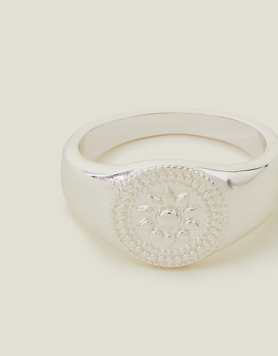 STERLING SILVER-PLATED FILIGREE SIGNET RING SILVER