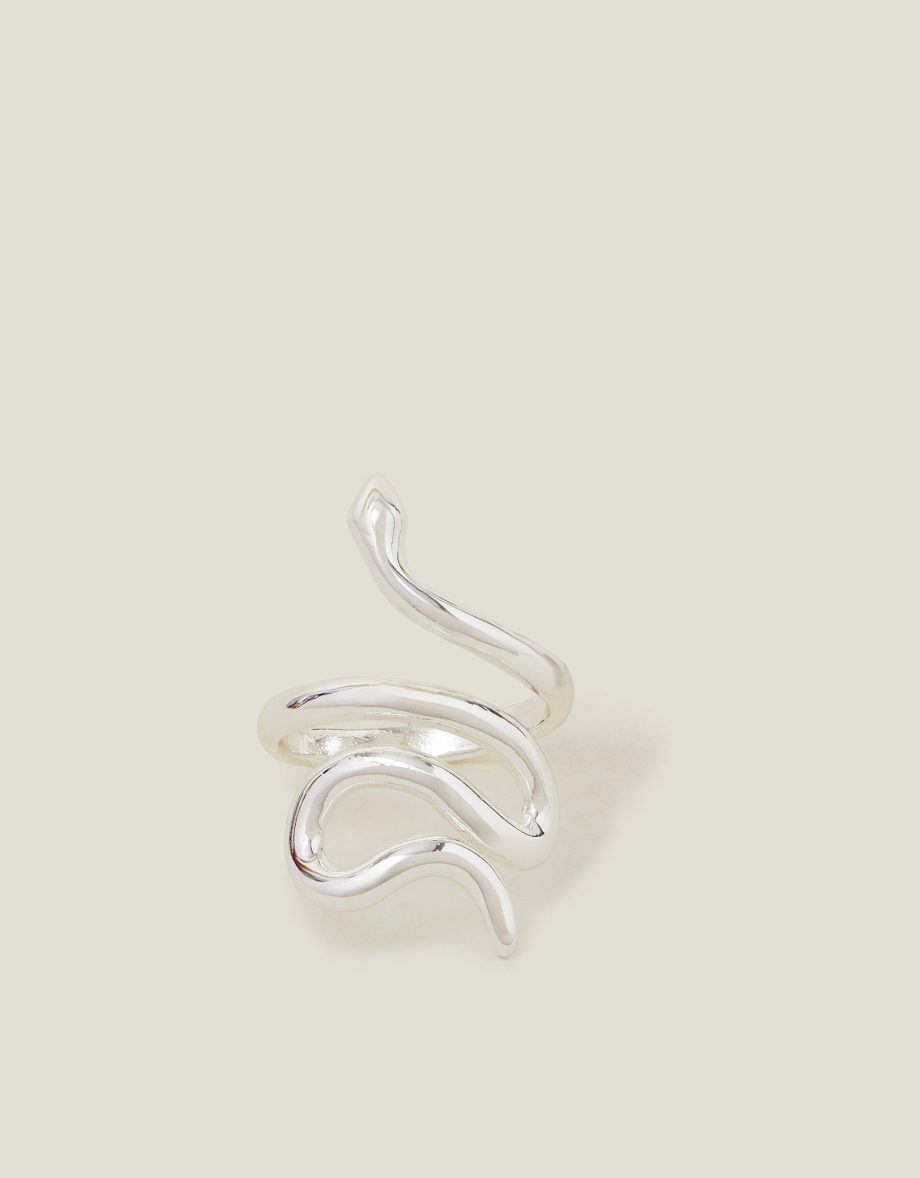 STERLING SILVER-PLATED ADJUSTABLE SNAKE RING