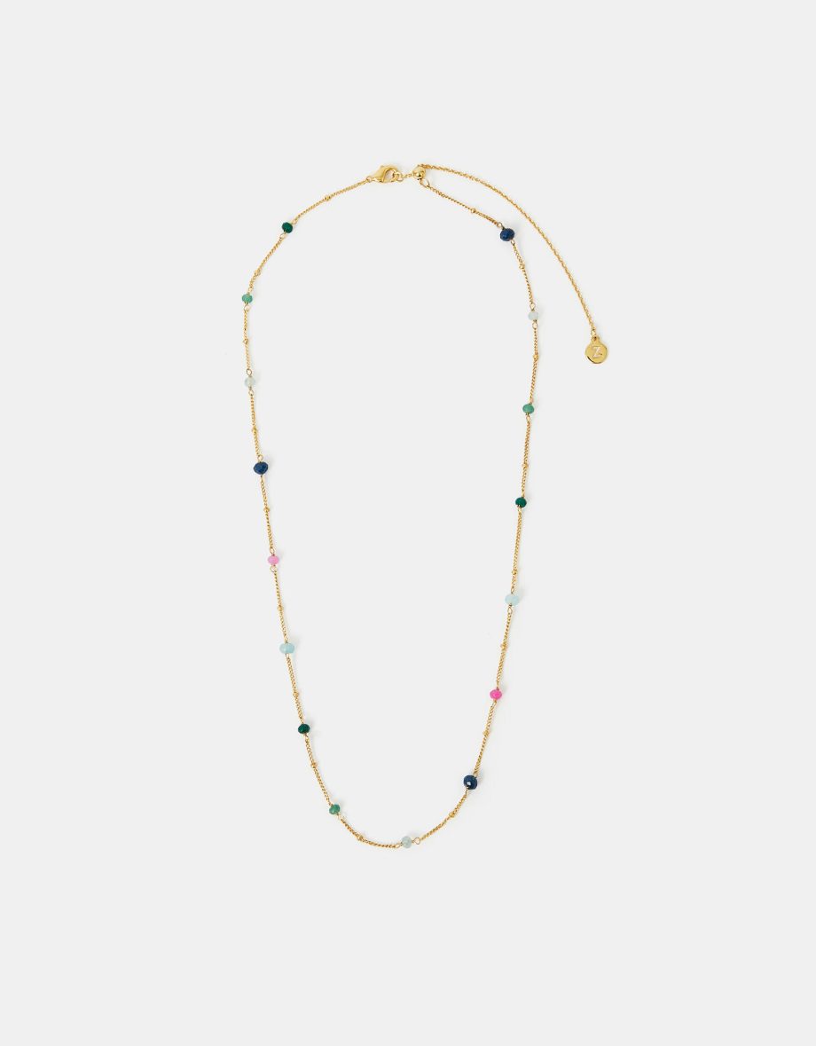 14CT GOLD-PLATED BEADED STATION NECKLACE