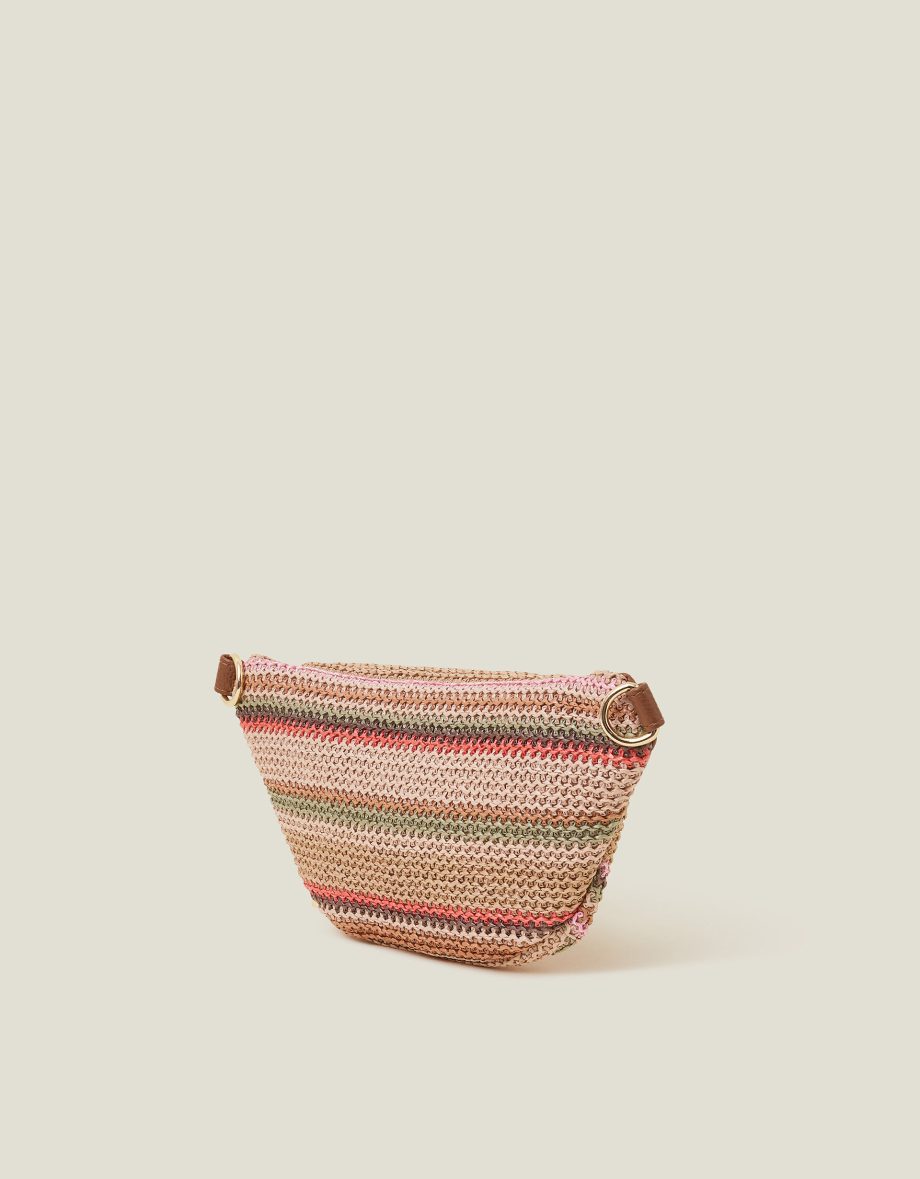 STRIPE RAFFIA BUM BAG