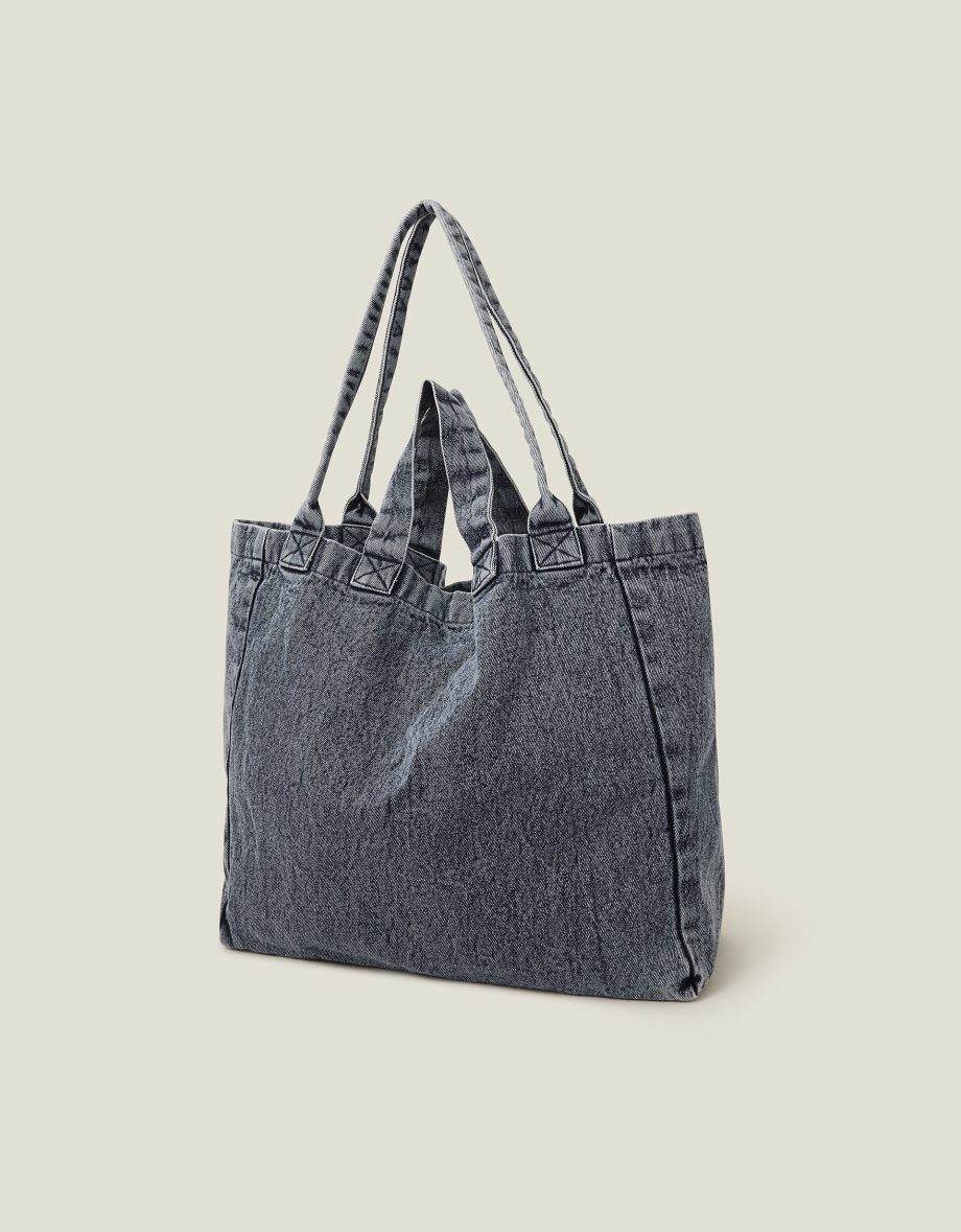 WASHED DENIM TOTE BAG BLUE