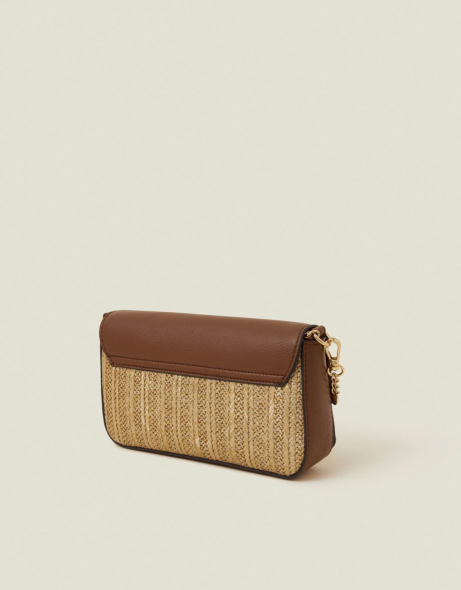 METALLIC RAFFIA CROSS-BODY BAG GOLD