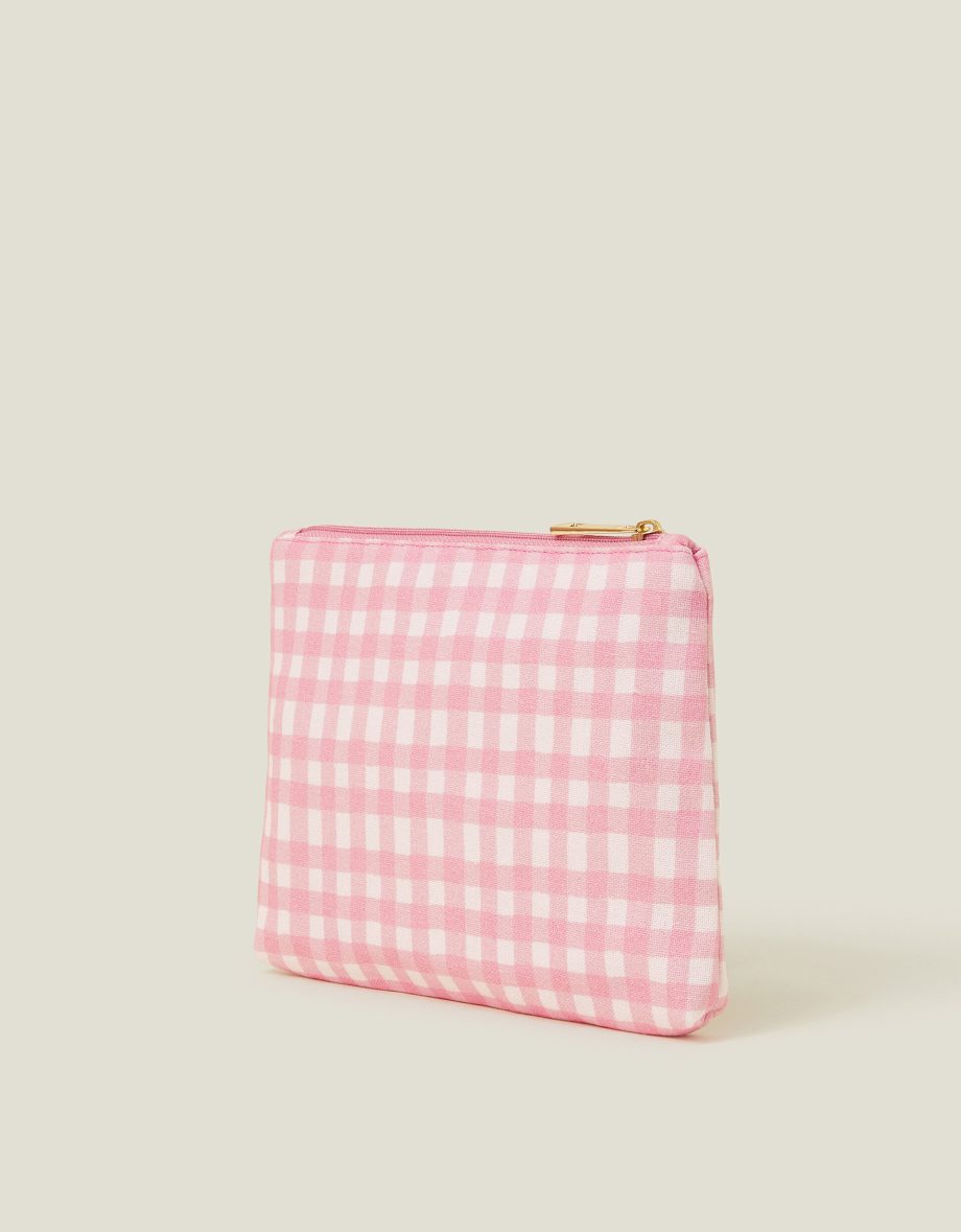 CHERRY BEADED GINGHAM POUCH