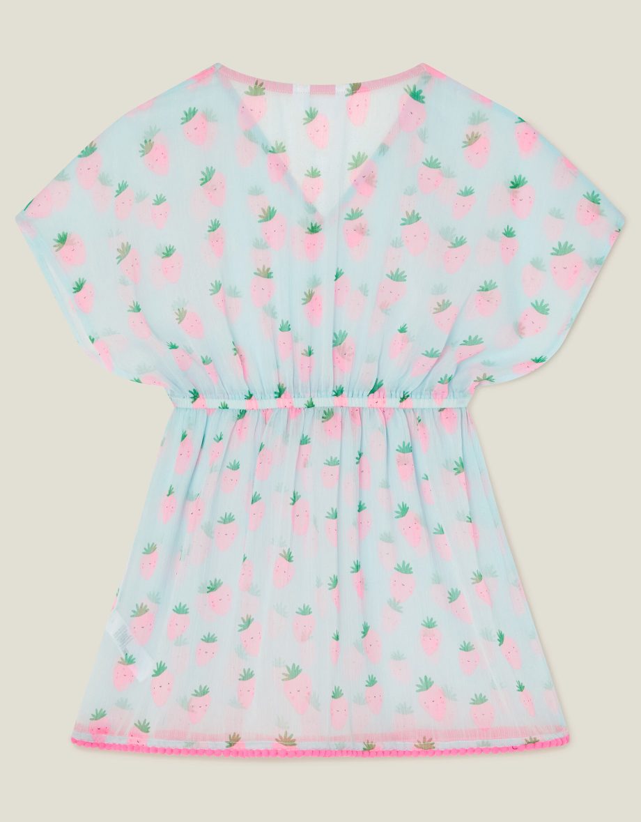 GIRLS STRAWBERRY PRINT KAFTAN BLUE