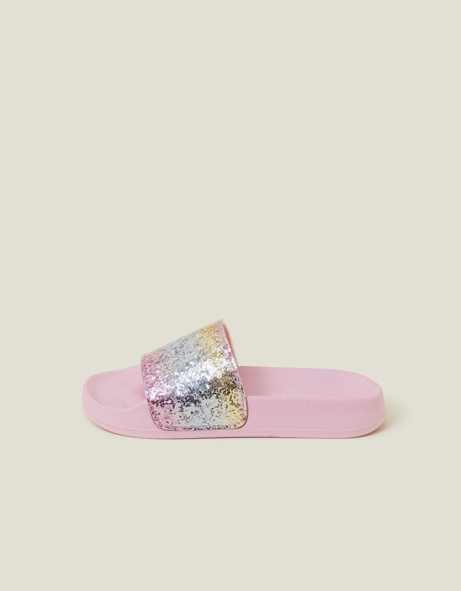 GIRLS GLITTER OMBRE SLIDERS PINK