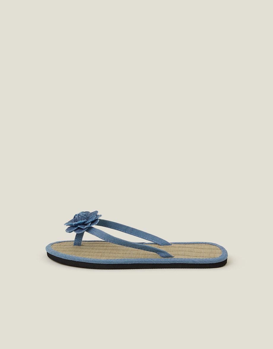 DENIM CORSAGE SEAGRASS FLIP FLOPS BLUE