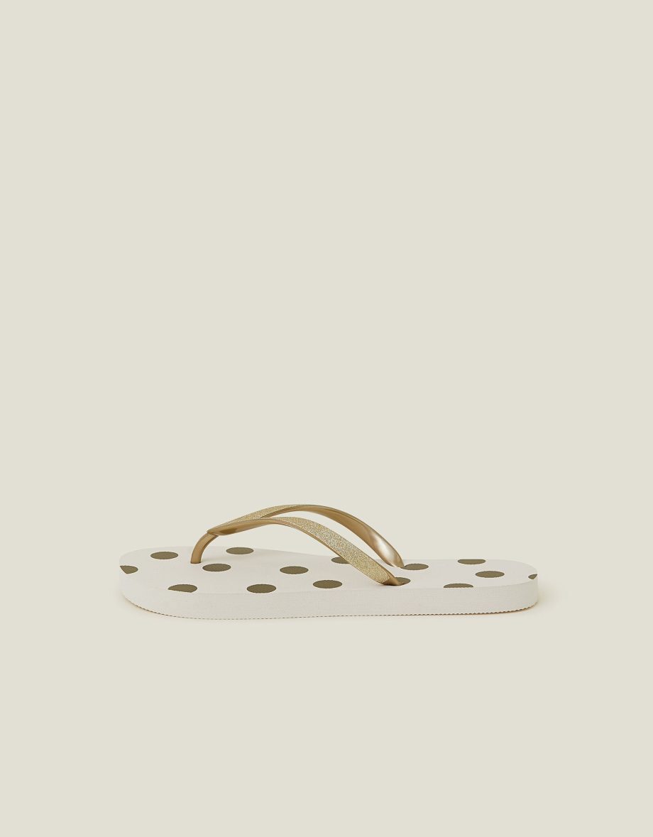 Metallic Polka Dot Flip Flops Gold