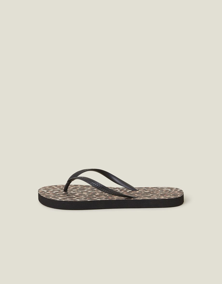 Leopard Print Flip Flops Multi