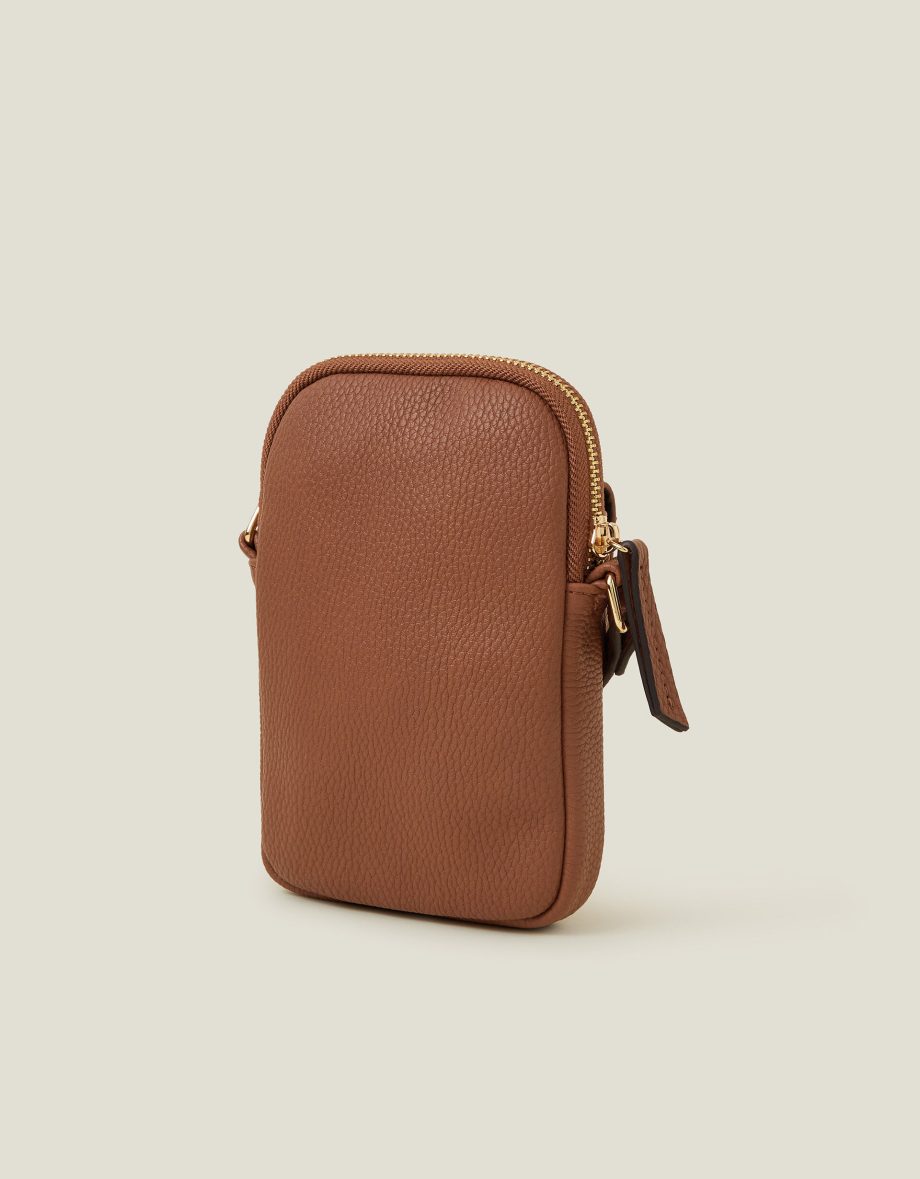 FAUX LEATHER POCKET PHONE BAG TAN