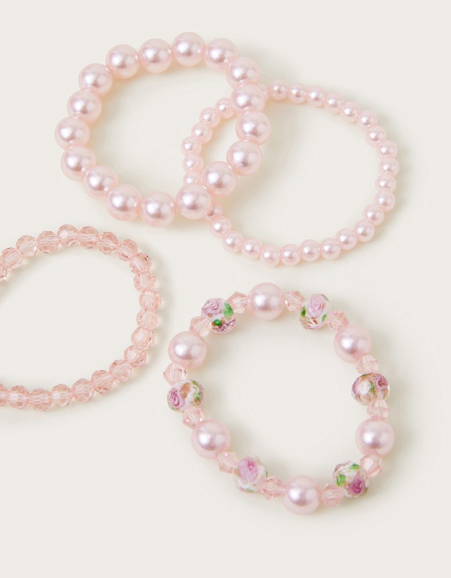 4-pack pearl bead stretch bracelets