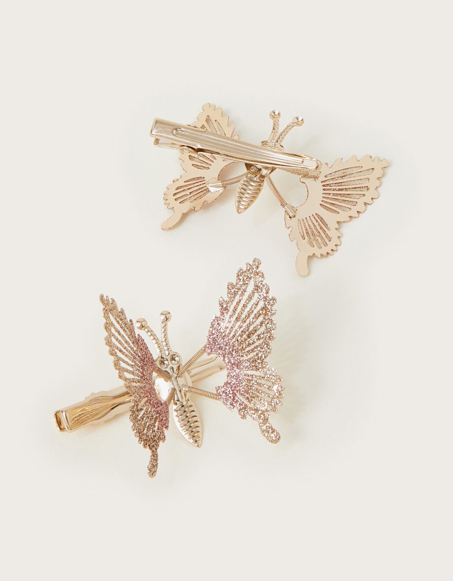 2-pack spring glitter butterfly clips