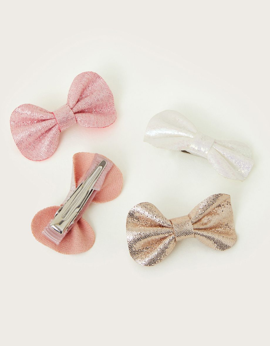 4-pack metallic bow hair clips