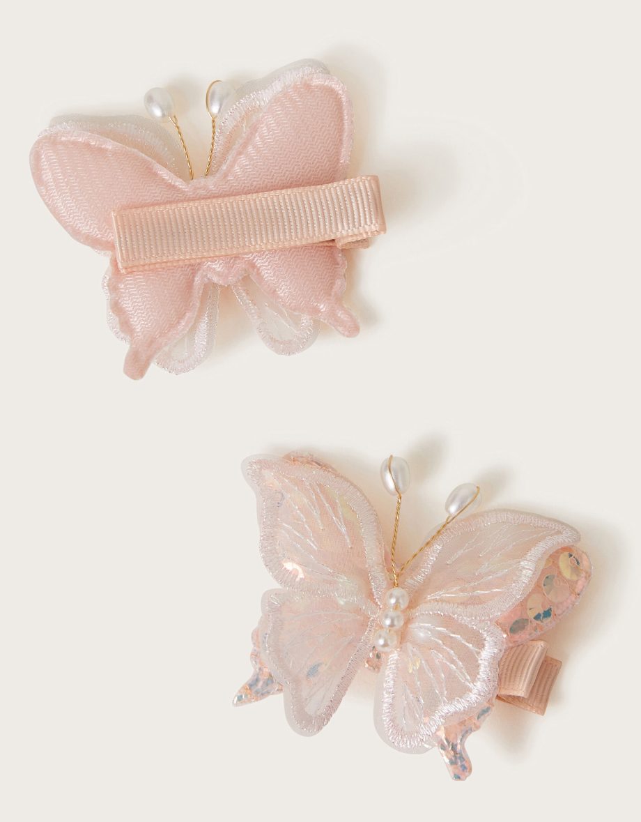 2-pack lacy butterfly hair clips