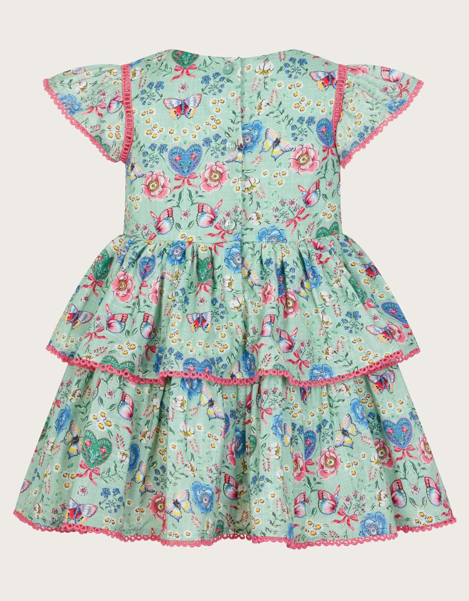 Baby all-over butterfly print dress green