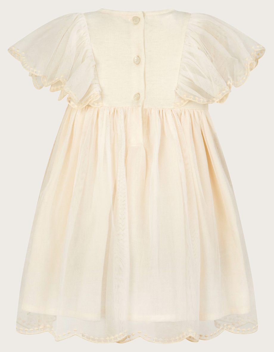 Baby Floral Embroidered Tulle Dress Ivory