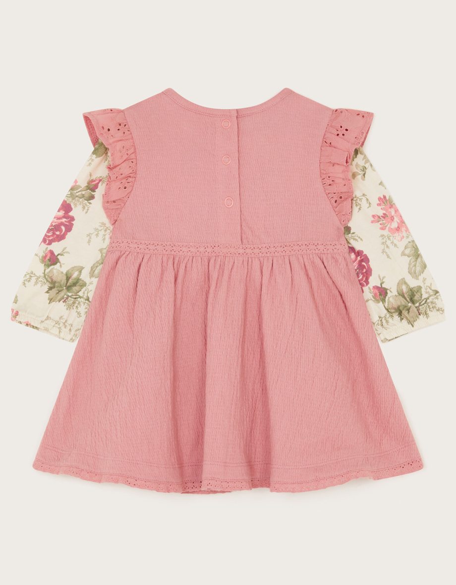 Newborn betsy floral top and pinafore dress set pink