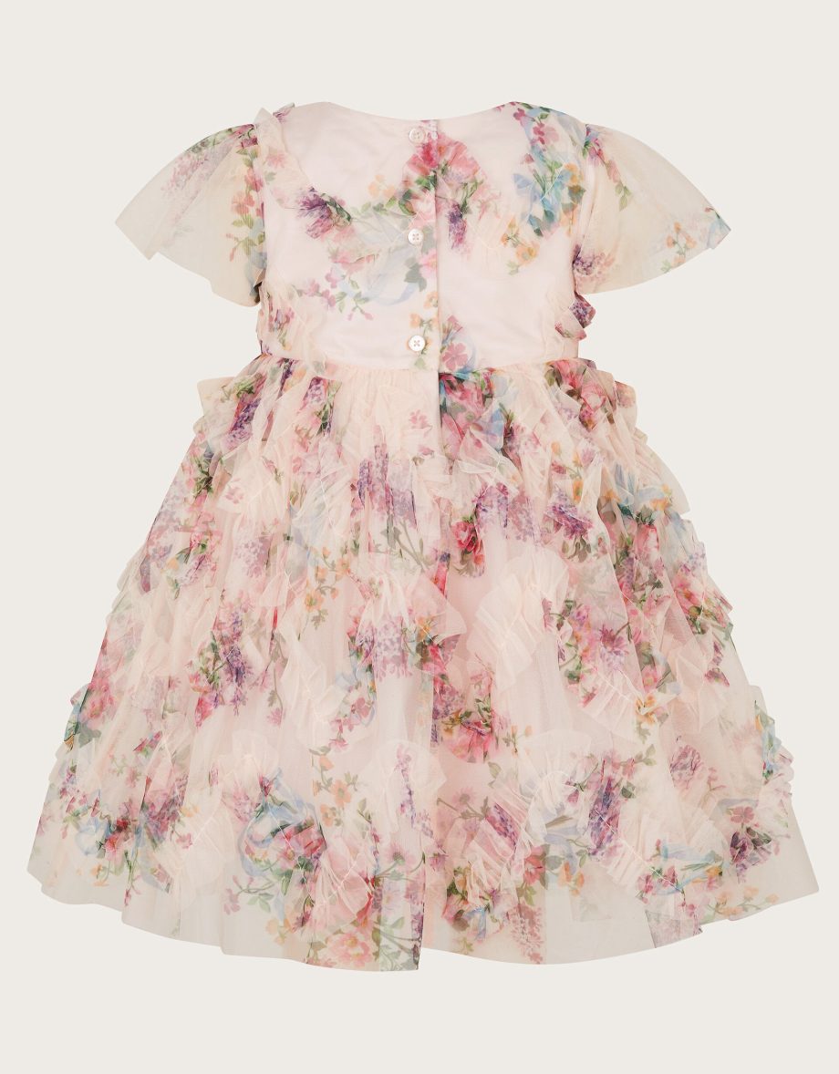 Baby roma ruffle print dress pink