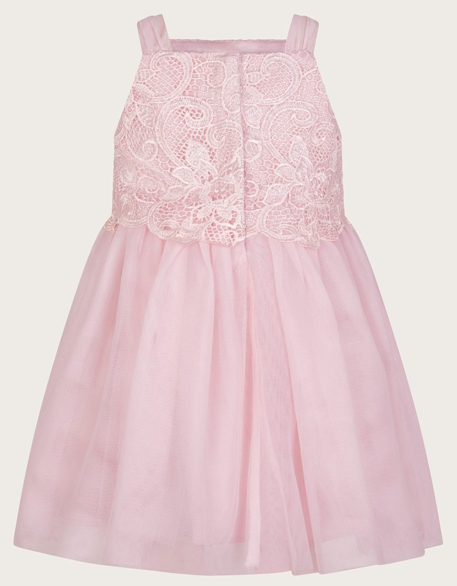 Baby anna long sleeve lacy dress pink