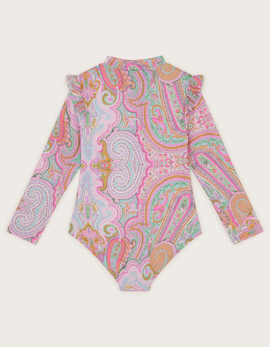 Paisley UPF 50+ Long Sleeve Swimsuit Blue