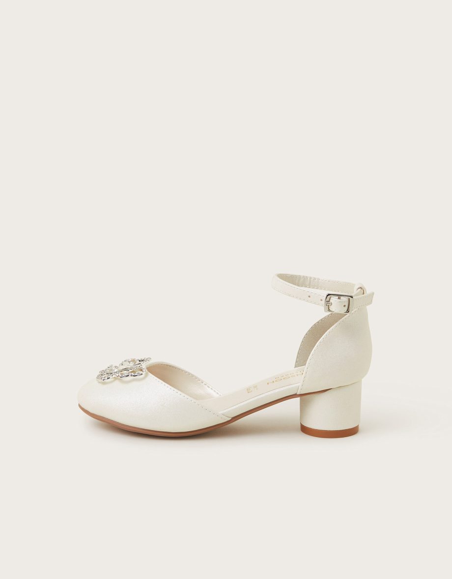 Gemstone butterfly two-part heels ivory