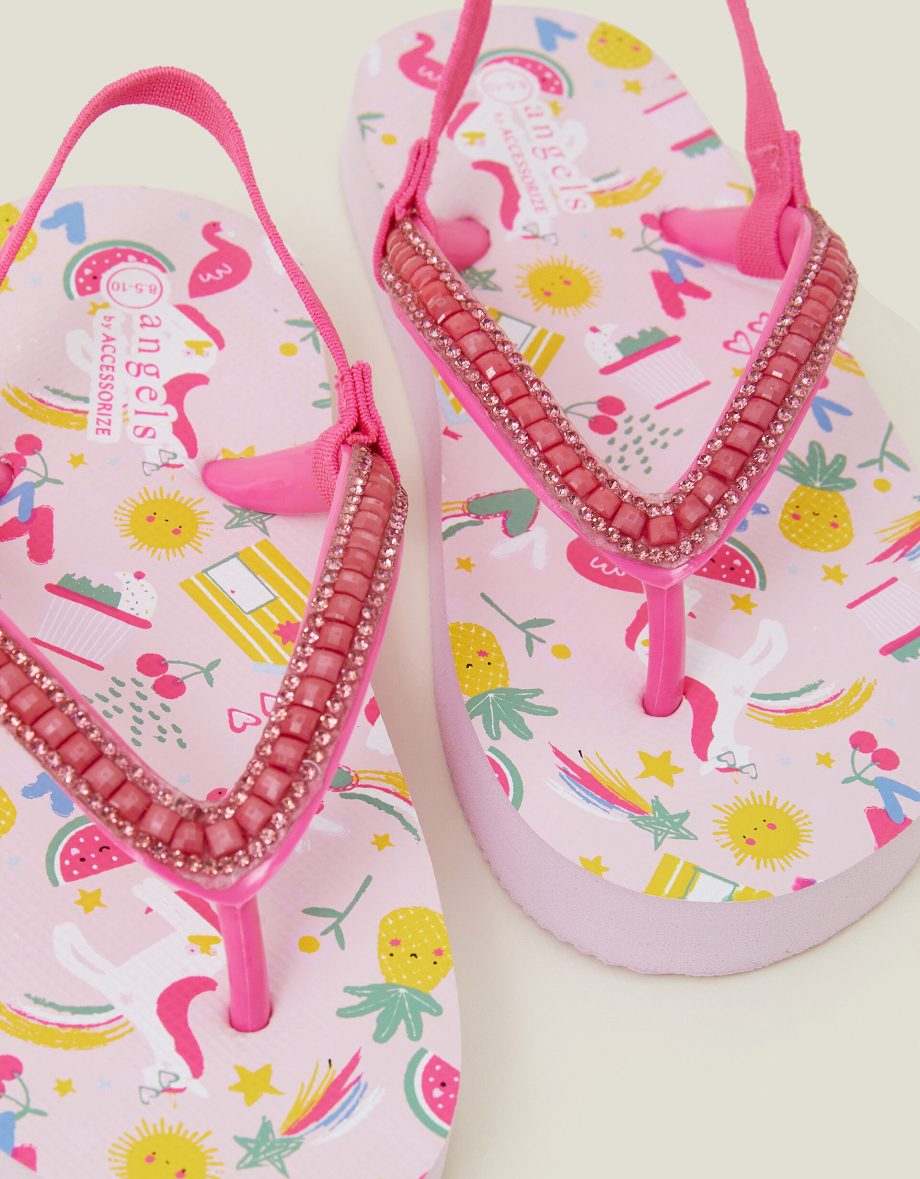 GIRLS SUNBEAM PRINT FLIP FLOPS PINK